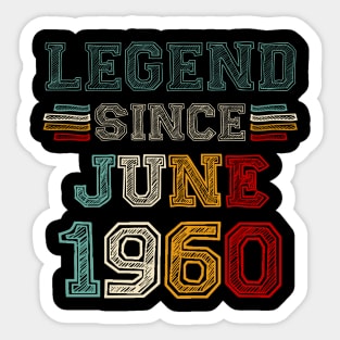 63 Years Old Legend Since June 1960 63rd Birthday Sticker